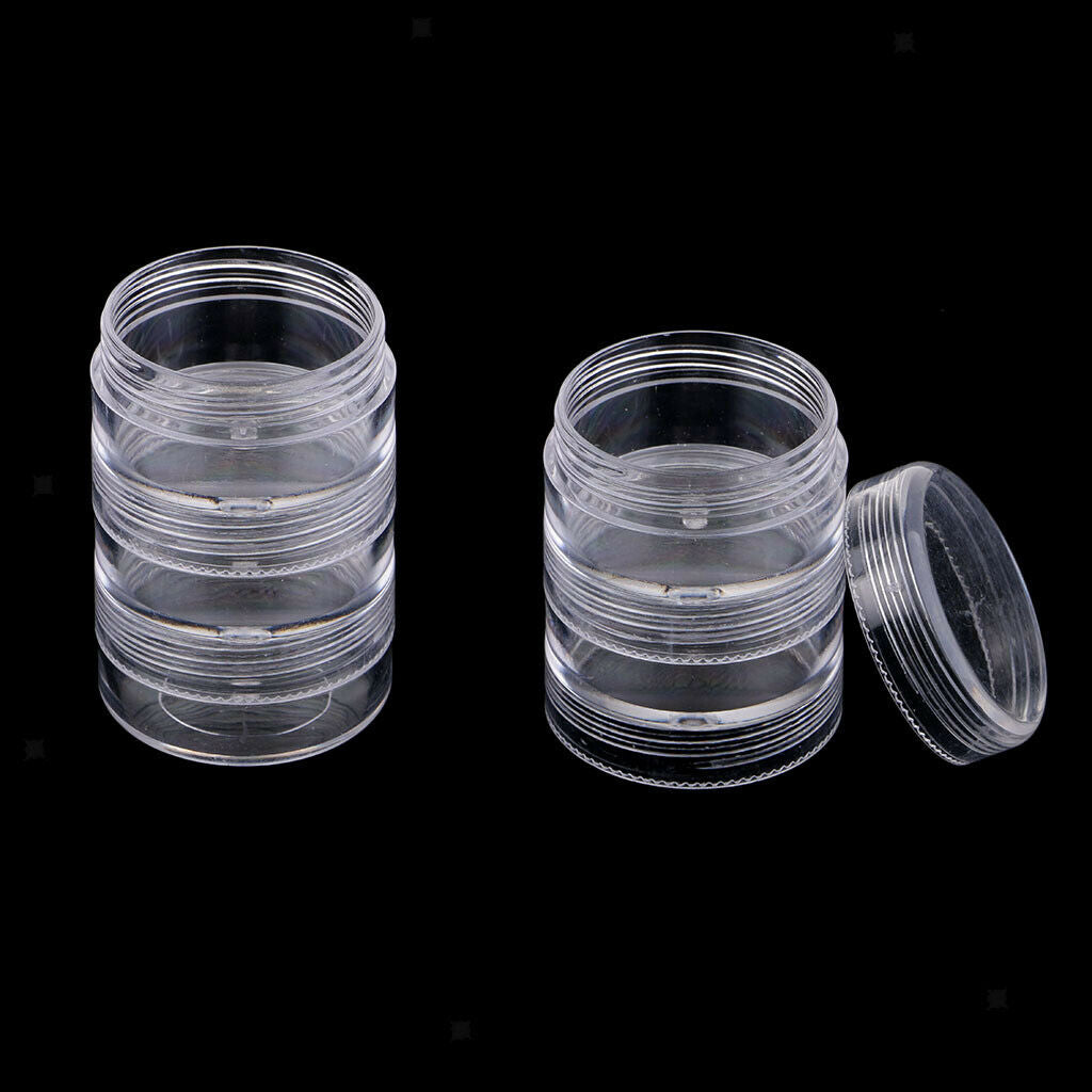 30Pcs Round Stackable Beads Box Organizer w/ Screw Lids Jewellery Display