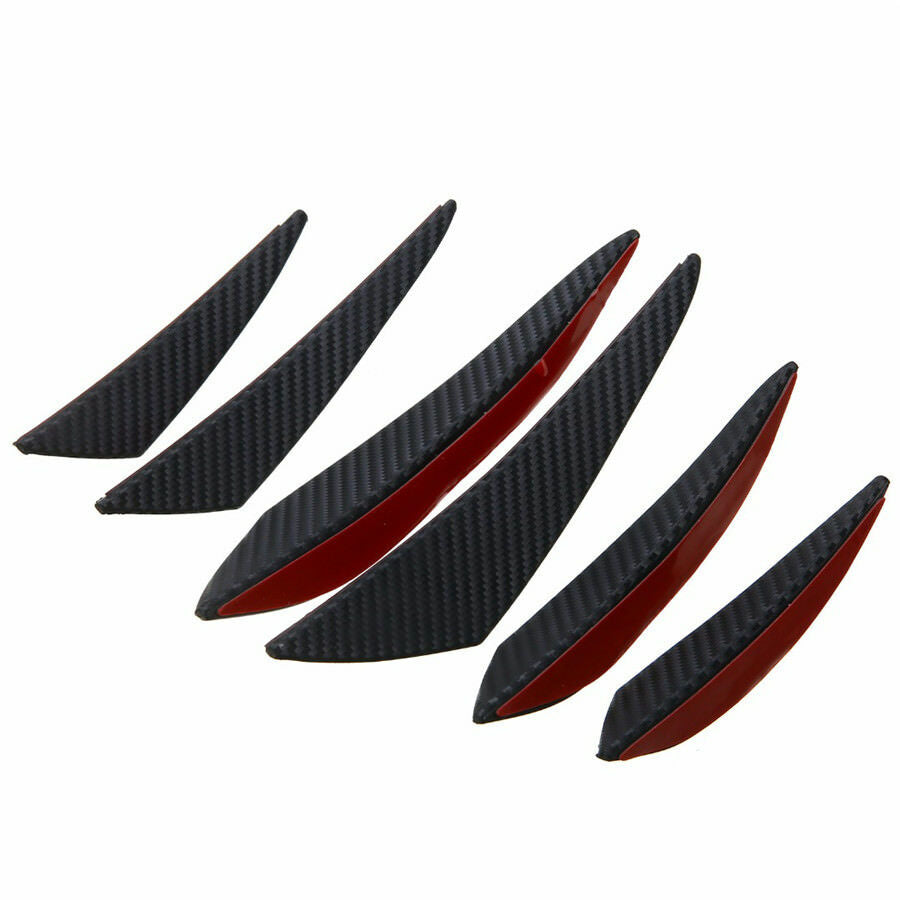 6Pcs Carbon Fiber Look Car Front Bumper Fins Spoiler Wing Lip Splitter Universal