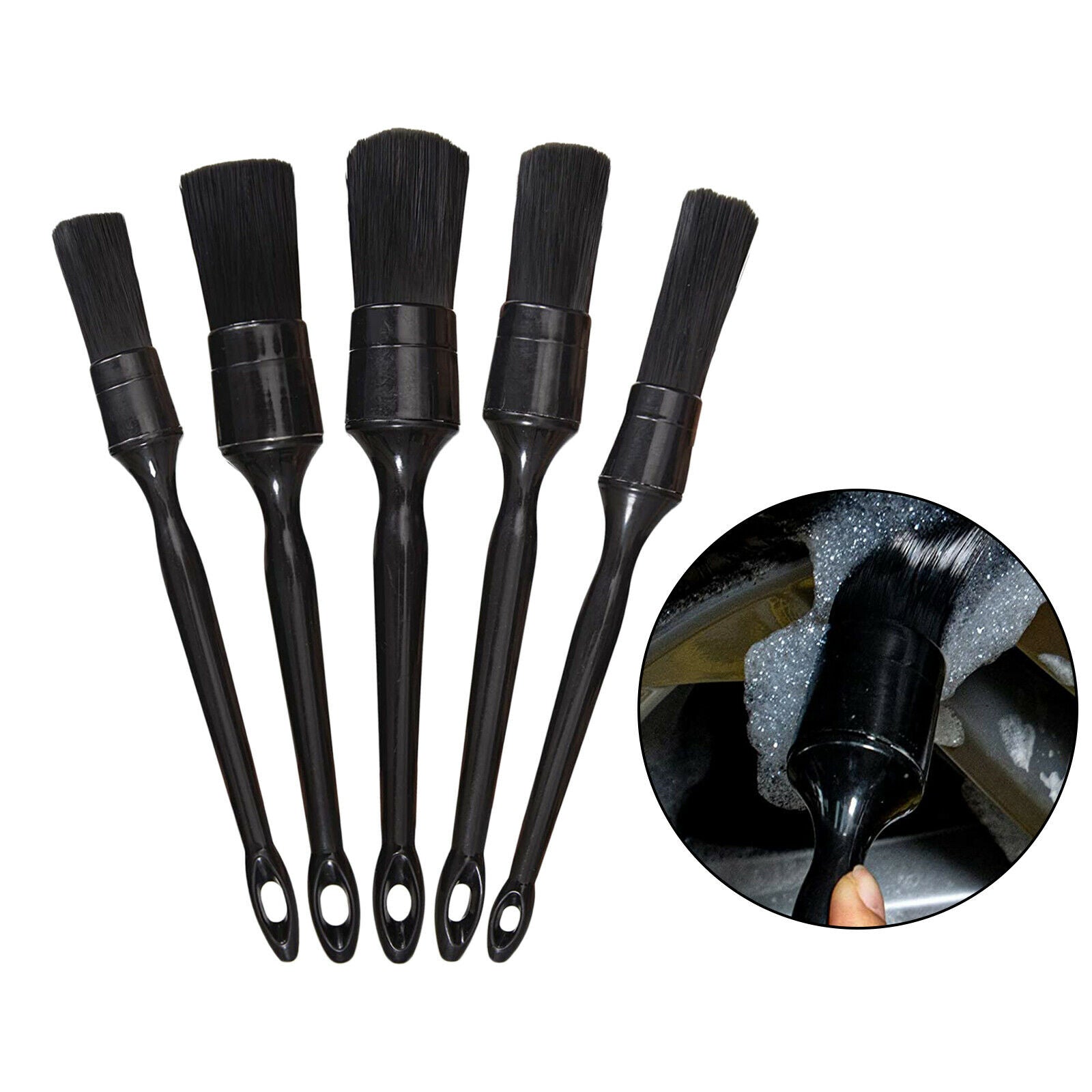 5pcs/Set Car Detailing Brush Kit Automotive Tires Wheel Detail Clean Brush