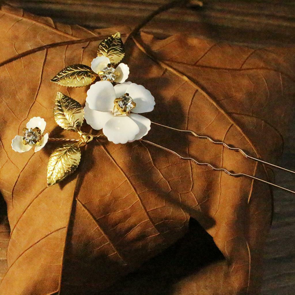 Foral Bridal Hair Clip With Imitation Pearls U Shape Jewelry For Wedding Party