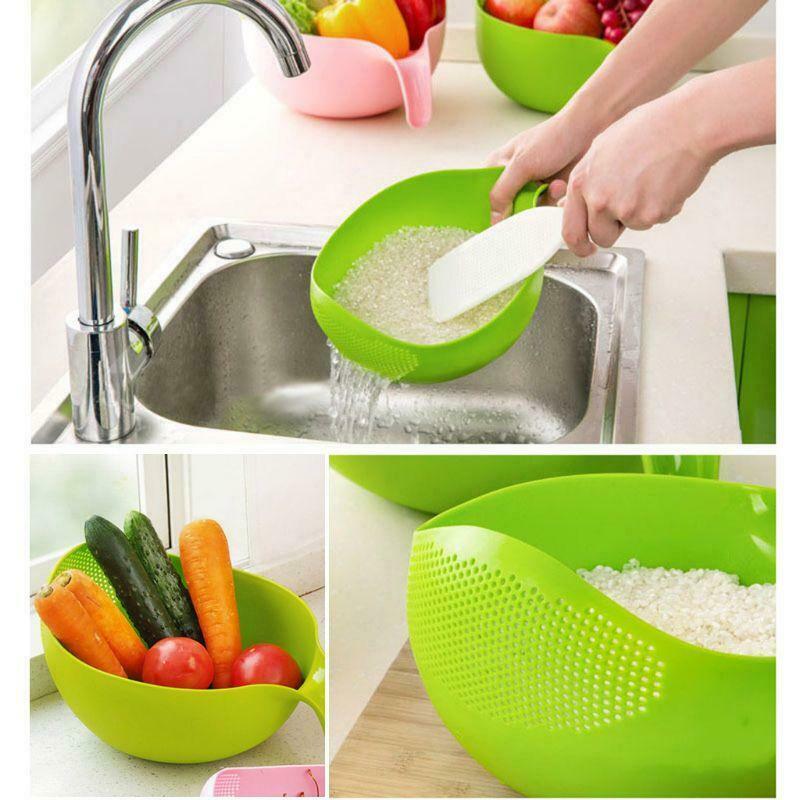 1pc Rice Washing Filter Strainer Basket Sieve Fruit Vegetable Bowl Drainer