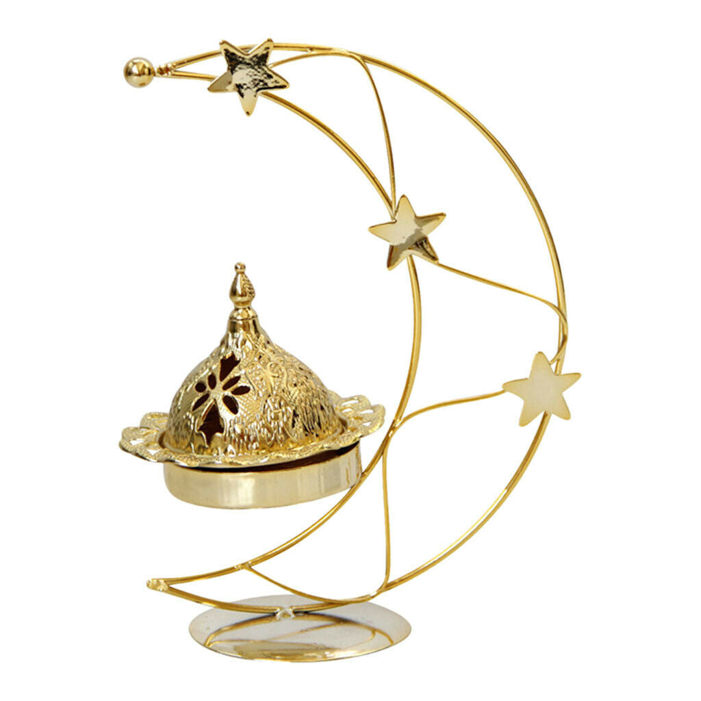 Moon Frame Cone Incense Burner Tealight Candle Holder Censer Bowl Ornament