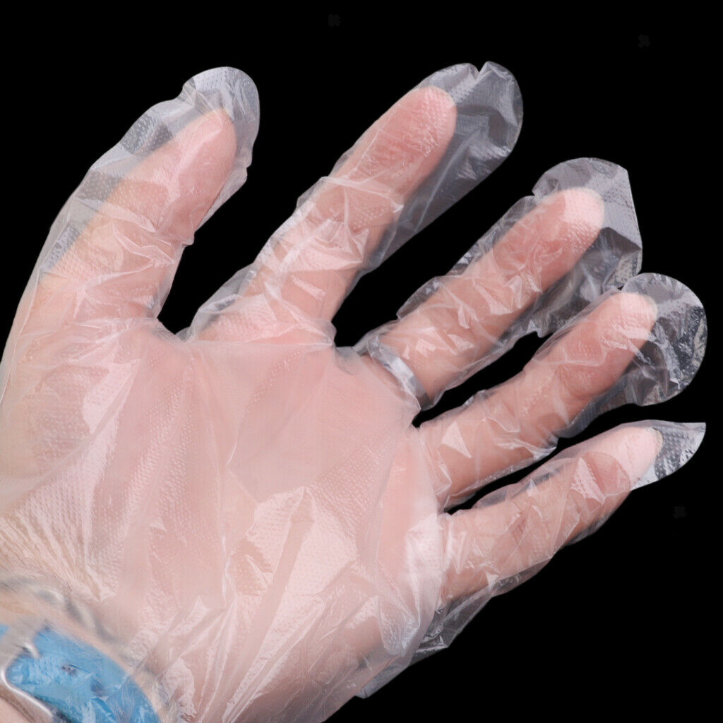 100 Pieces Clear Plastic Large Disposable Gloves for Cooking, Cleaning, Kitchen