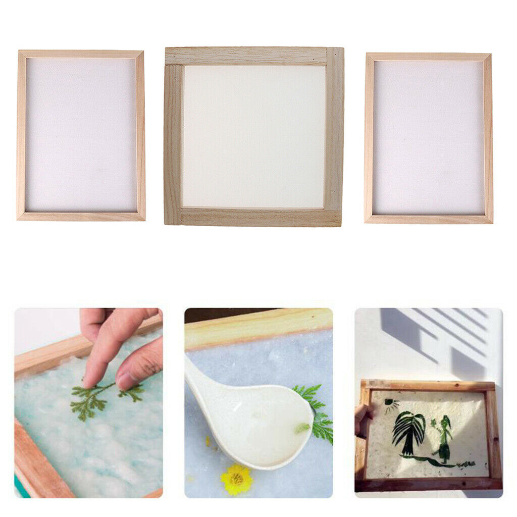 3x Natural Wooden Paper Making Handmade Mould Screen Frame DIY Art Craft Tool