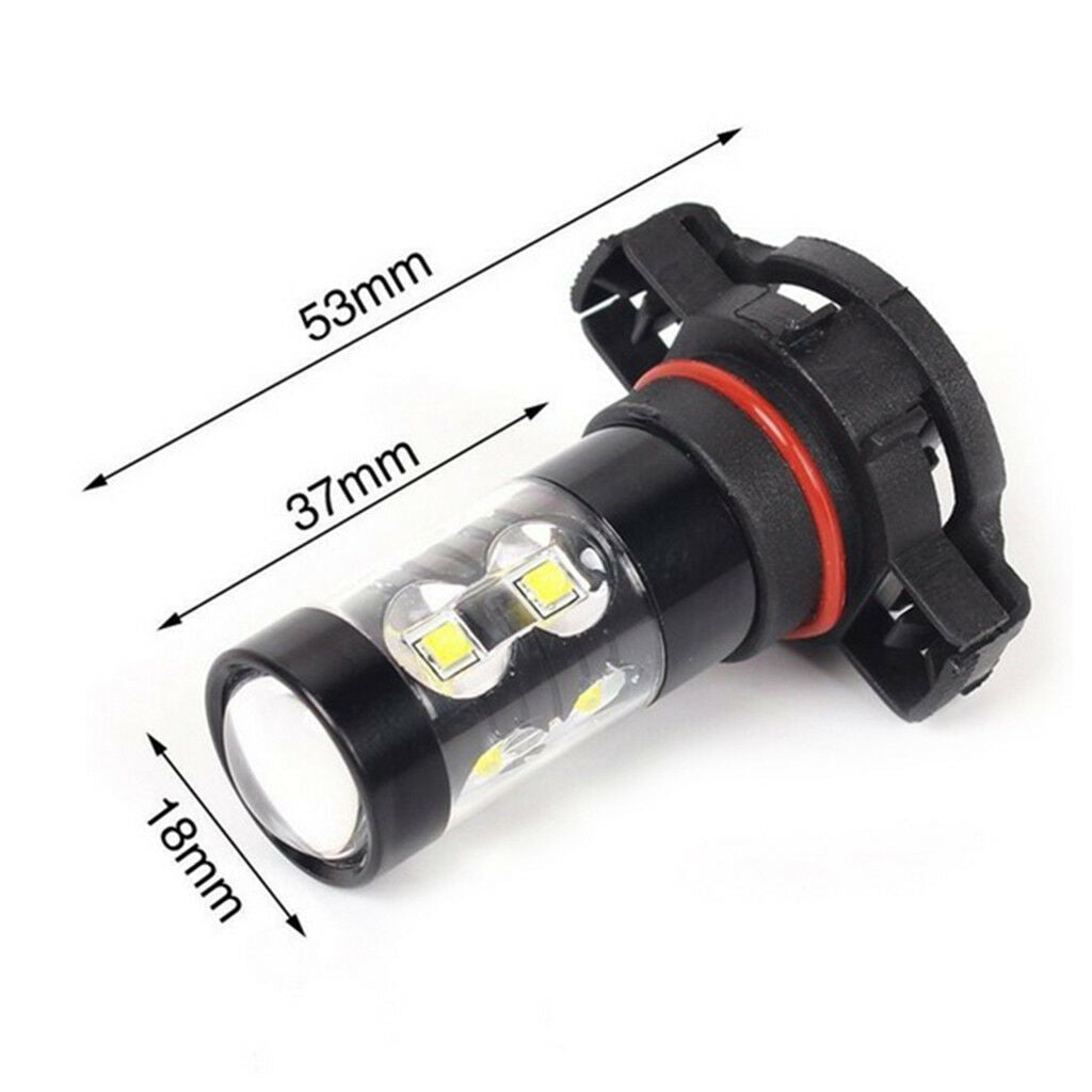 2 Piece H16 PS24W 5202 50W High Power LED 6000K White DRL Fog Light Bulb