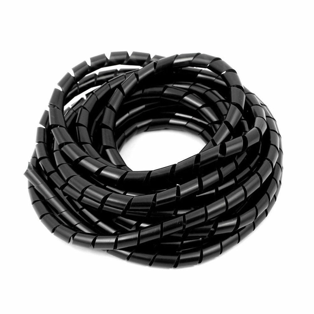 Electrical Wire Cable Protection 8mm Tube Spiral Wrap Hose 13meter Black durable