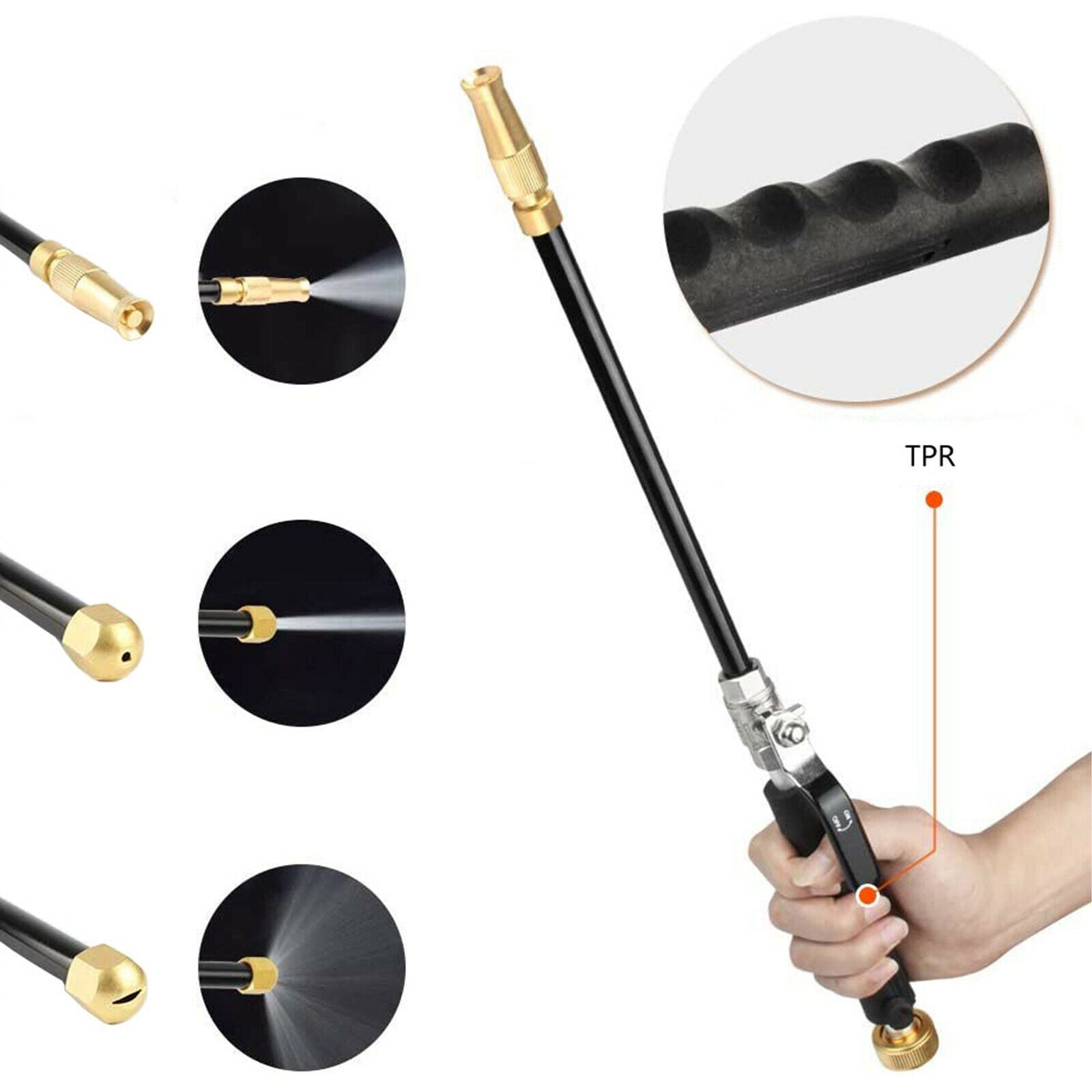 Hydro Jet Power Washer Wand Extension for Gutter Car Pet Cleaning Tool