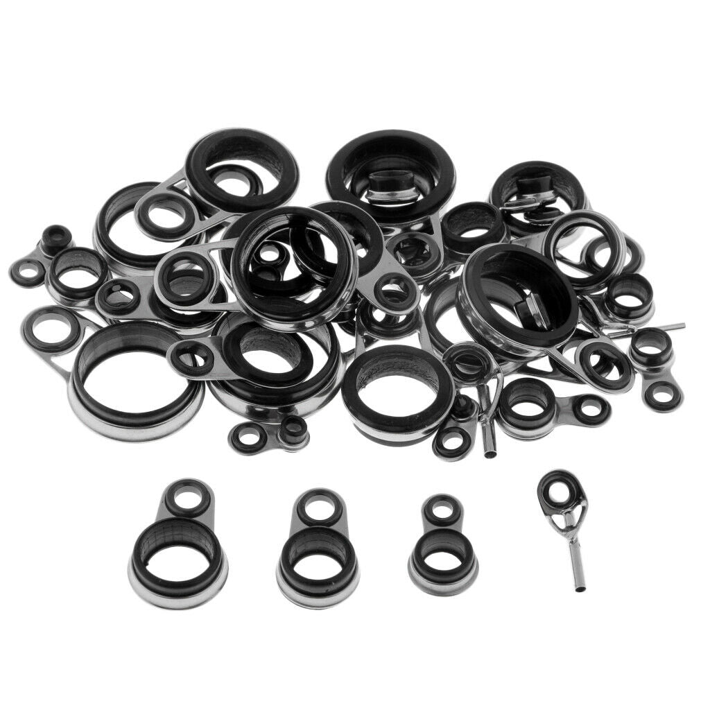 37Pcs Fishing Rod Guides Top Tips Ceramics Ring Repair Telescopic Rod Guides