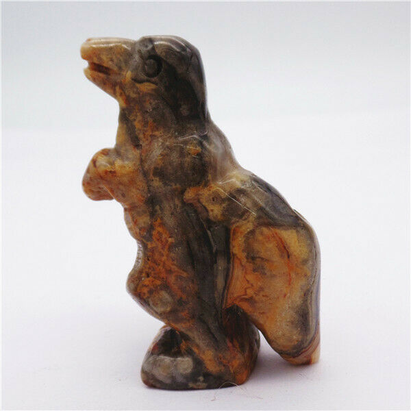 52x30x20mm Natural Crazy Lace Agate Carved Dinosaur Decoration Statue HH7948