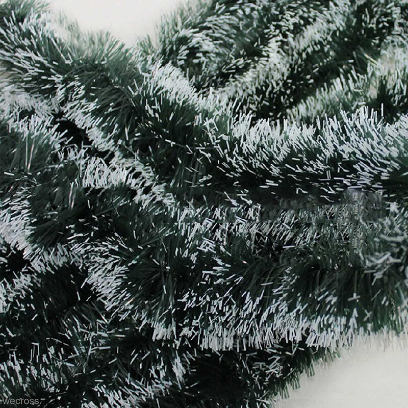 2M Long Dark Green & White Tinsel Christmas Decorations Tree Fashion Decor.l8