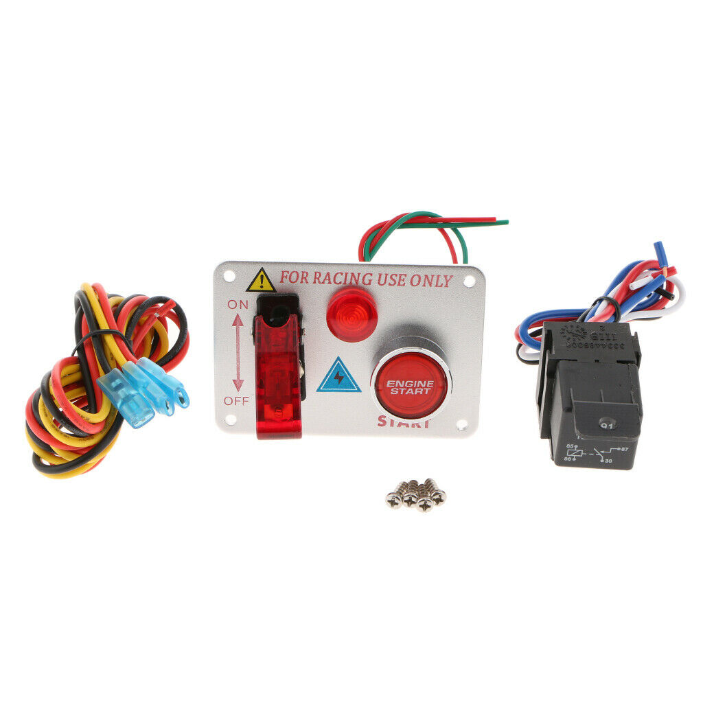 Race Car Ignition Switch Panel LED Toggle Engine Start Push Button Starter