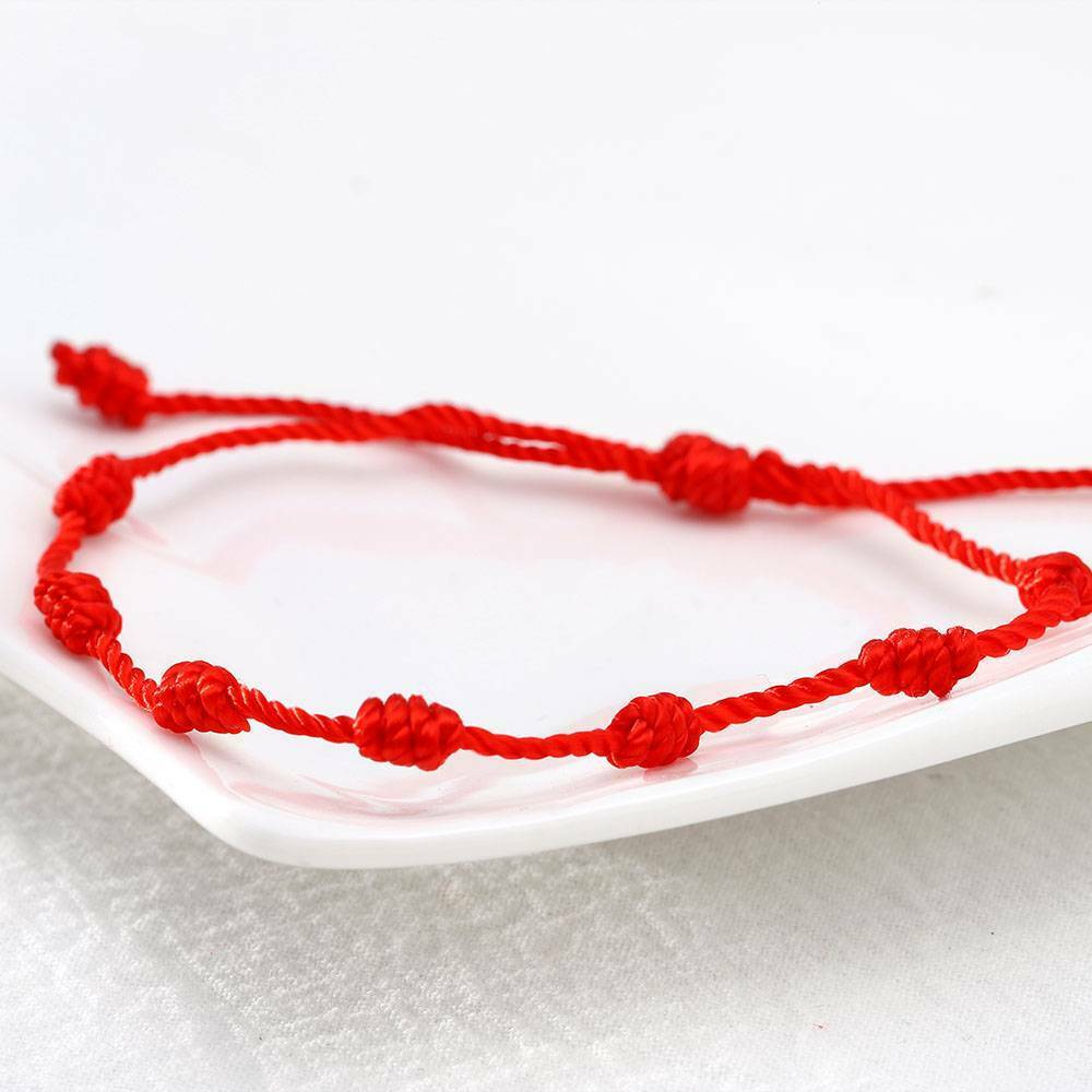Lucky Red String Bracelet Kabbalah Amulet 7 Knots Protection Rope Women Men Gift