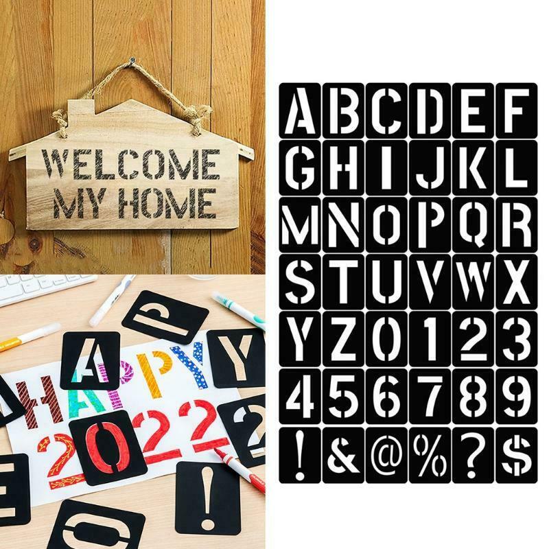 42pcs English Alphanumeric Symbol Hollow Template Letter Stencils Painting Molds