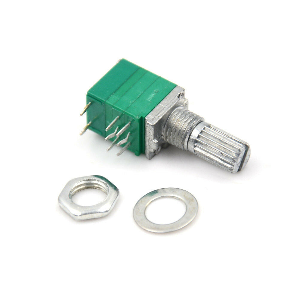 8Pin Knurled Shaft Double Linear B 50K ohm Rotary Potentiometer RV097NS Pip WF