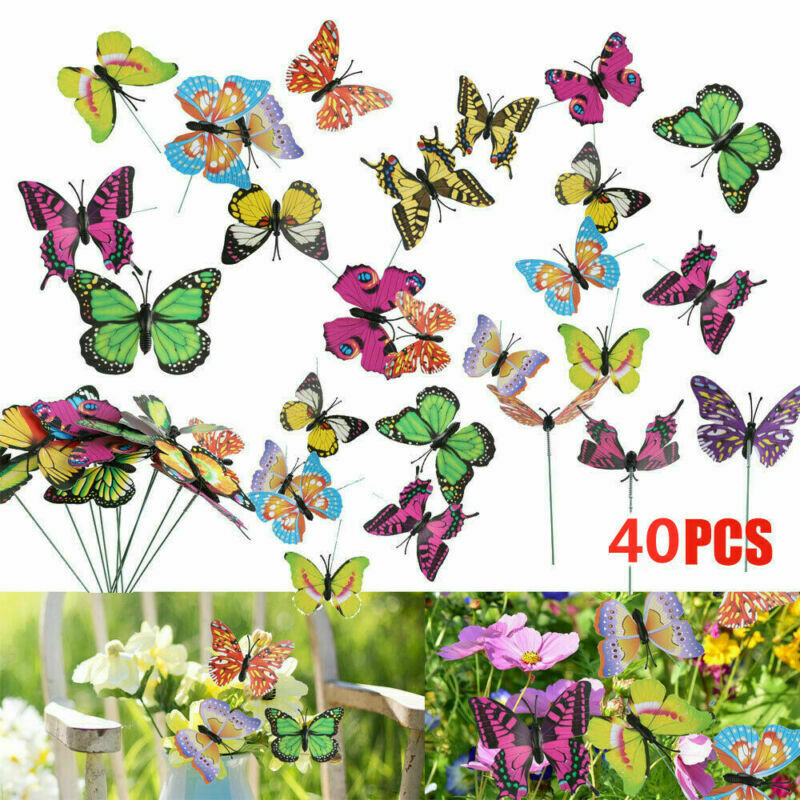 40pcs Butterfly Garden Metal Stake Patio Lawn Yard Wedding Outdoor Decorations !