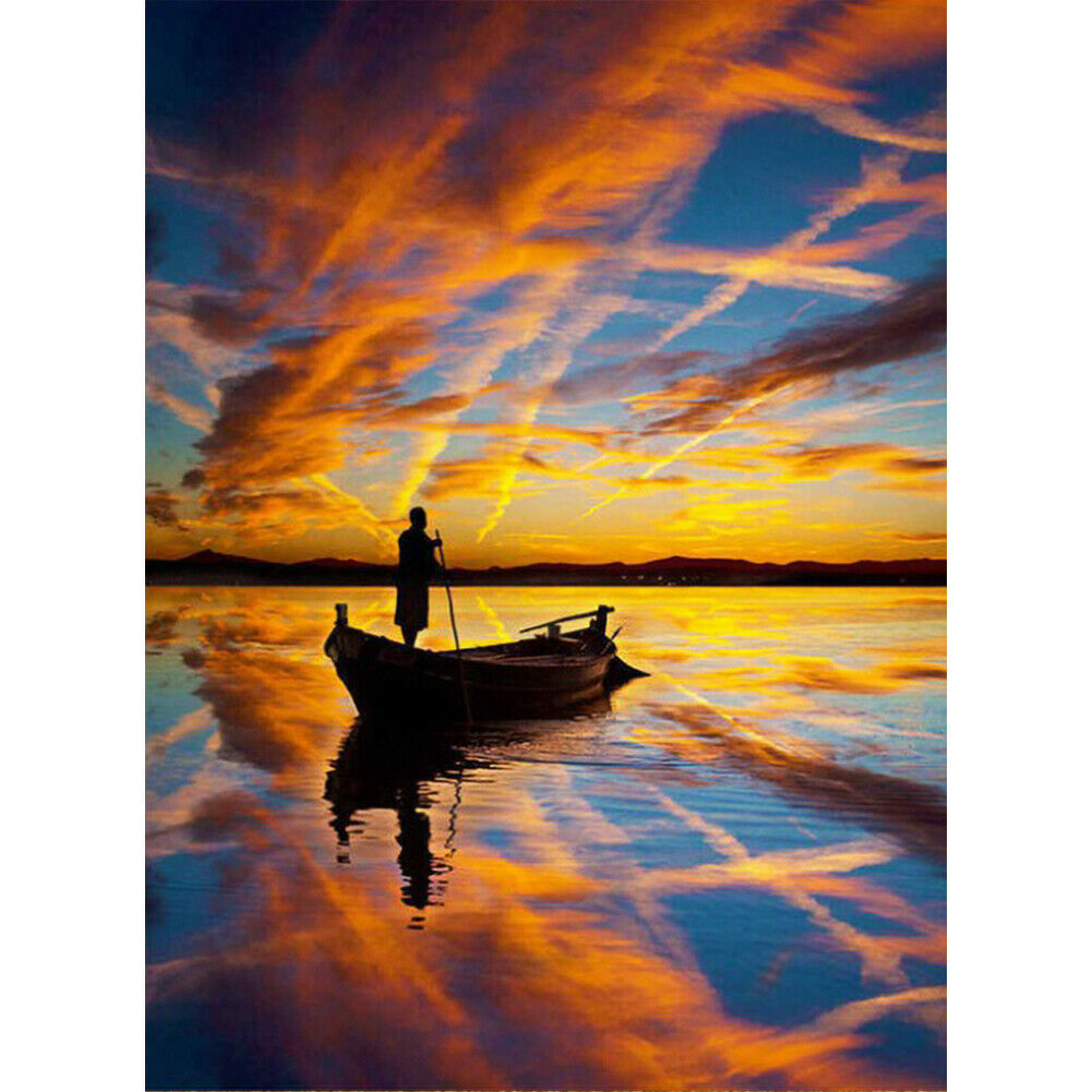 DIY Diamond Painting Kits Monk Rowing Full Round Drill Picture Handicrafts @