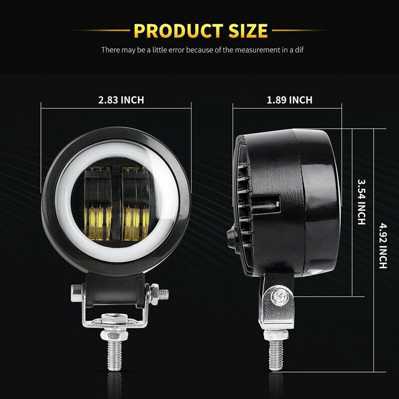 3.2Inch 20W Waterproof Round LED Work Light Bar 6500K For Motorcycle Offroad Tt