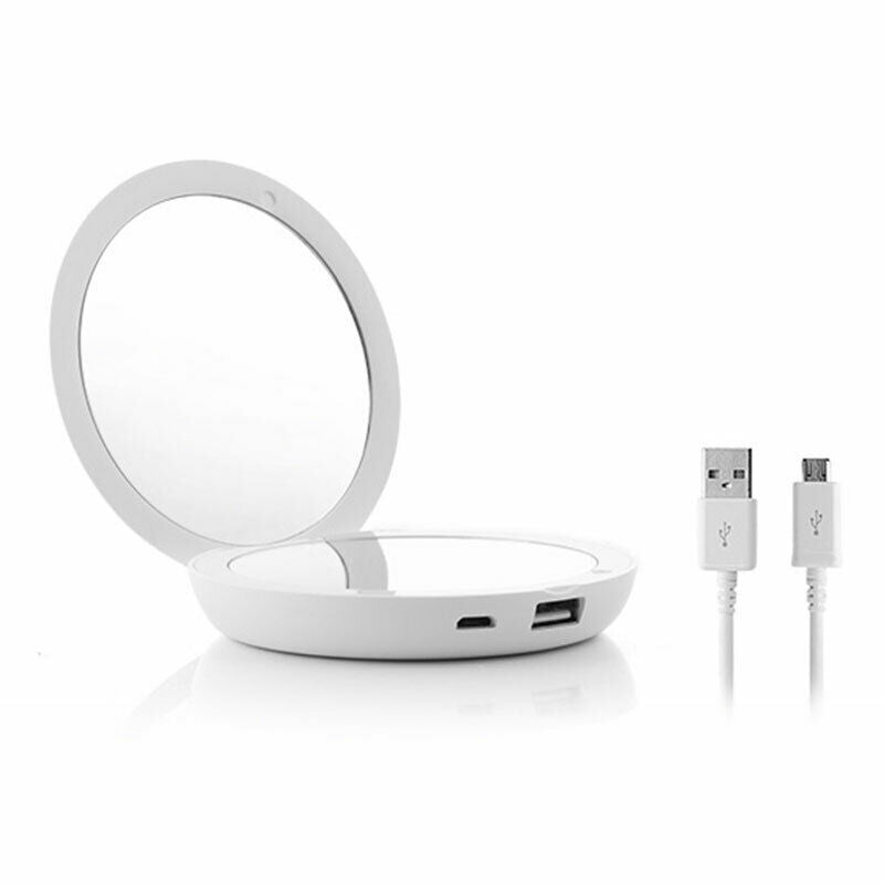 Pocket Mirror 3 IN 1 - Magnifying, Light And Power Bank - New