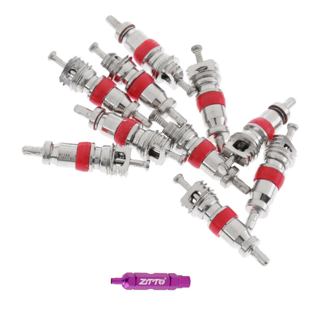 Presta Schrader Valve Core Remover Installer Bike Wheel Repair + 10Pcs Schrader