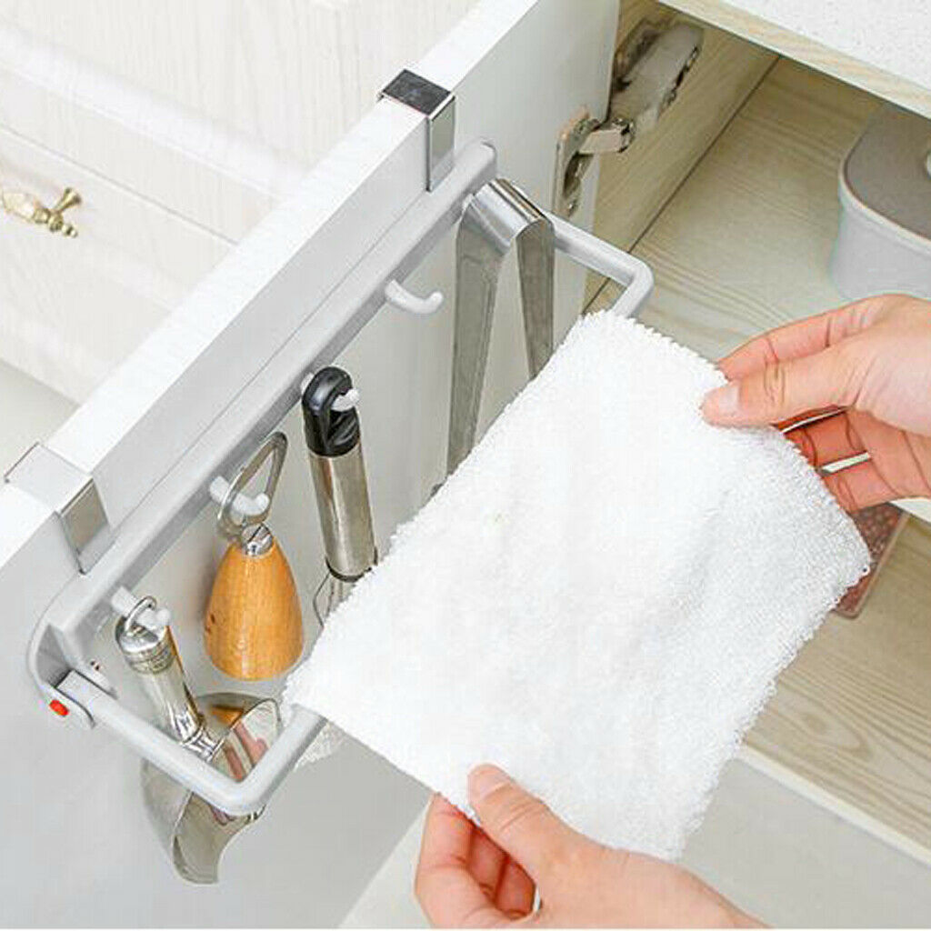 5 Hook Holder Organizer Foldable Kitchen Home Towel Hangers - blue, 24.7X7.5X2cm