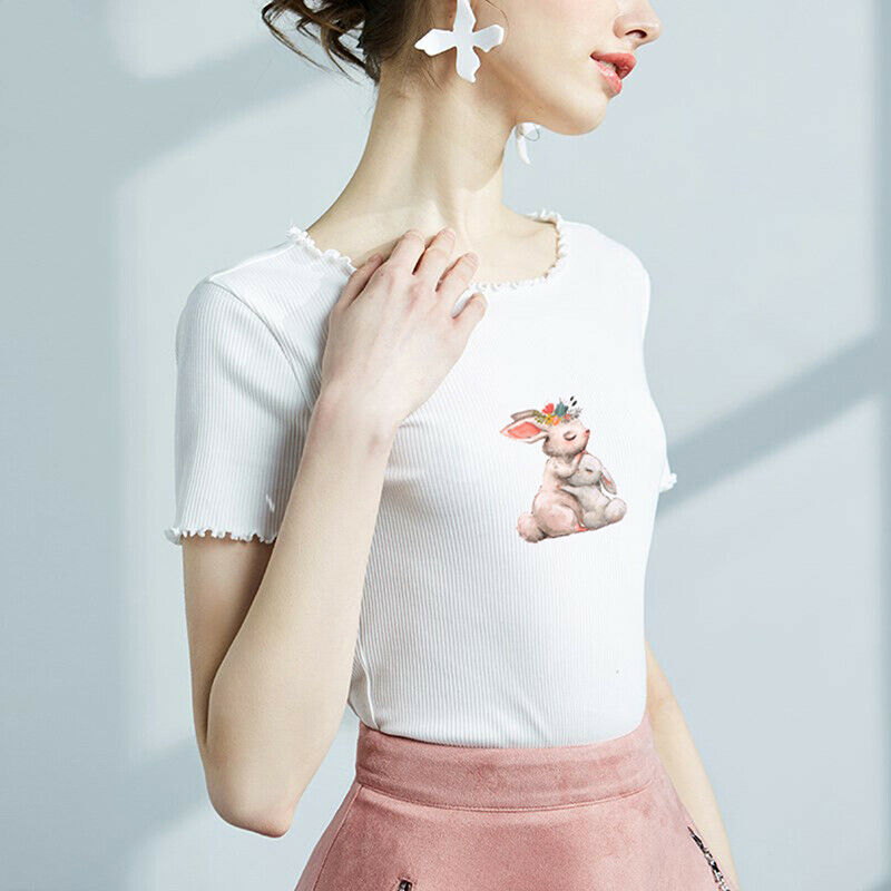 Cute Bunny Rabbit Patch Heat Transfer Iron On Transfer For Clothes Badge .l8