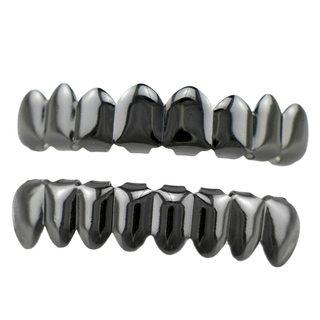 6x Hiphop 8 Top / Bottom Teeth Grill  Mouth Tooth Caps Party Jewellery