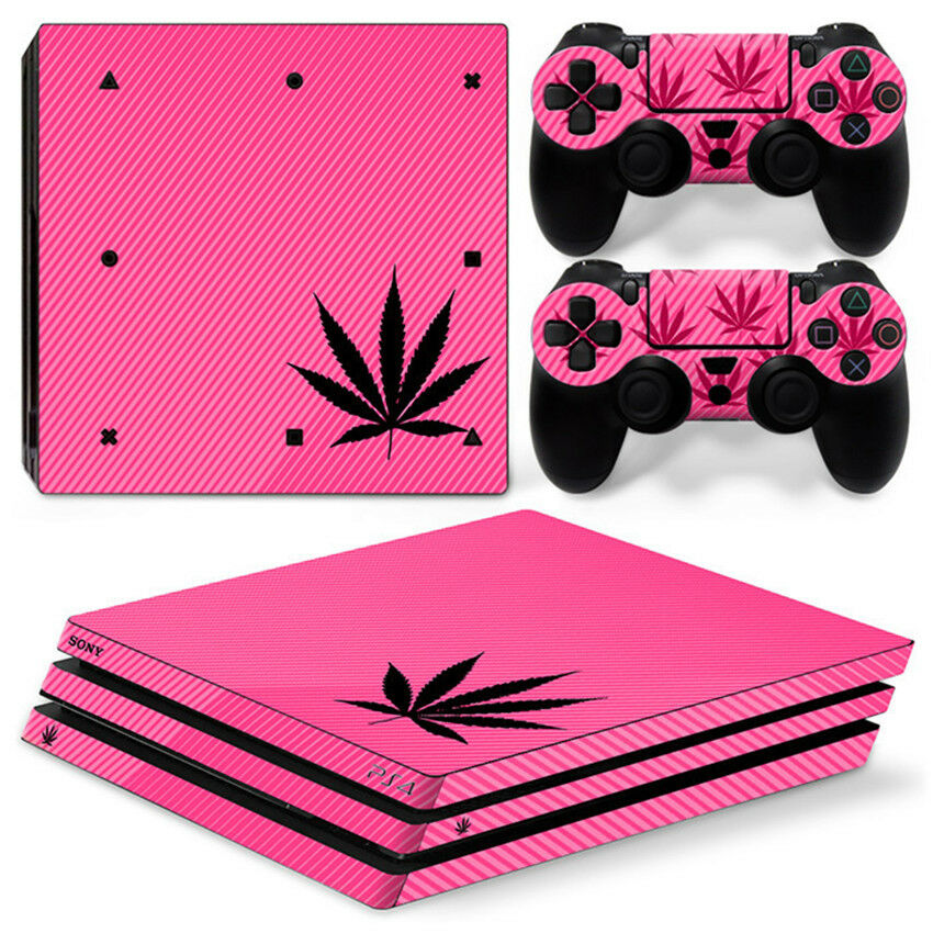 Pink Leaf skin For  playstation PS4 PRO Console Stickers & 2 Controllers Skin