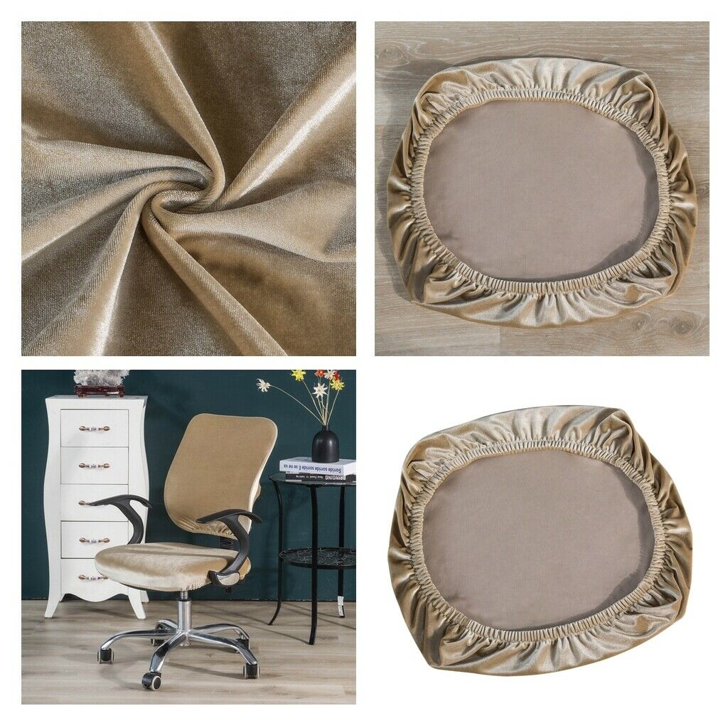 2x Stretch Velvet Chair Covers Slipcovers Soft Home Wedding Rome Decor Khaki