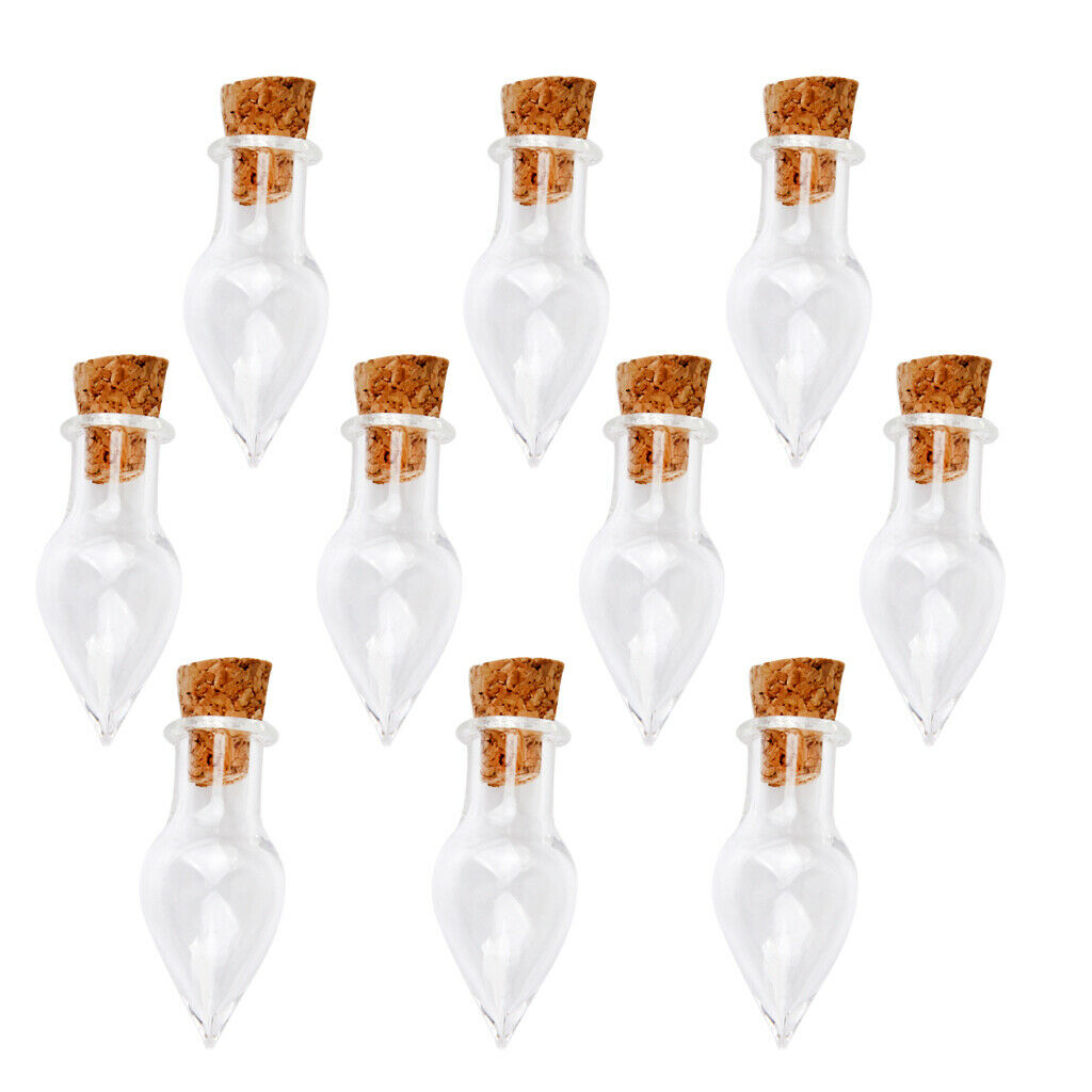 20pcs Mini Fancy Empty Clear Glass Bottle Wishing With Cork Necklace Pendant