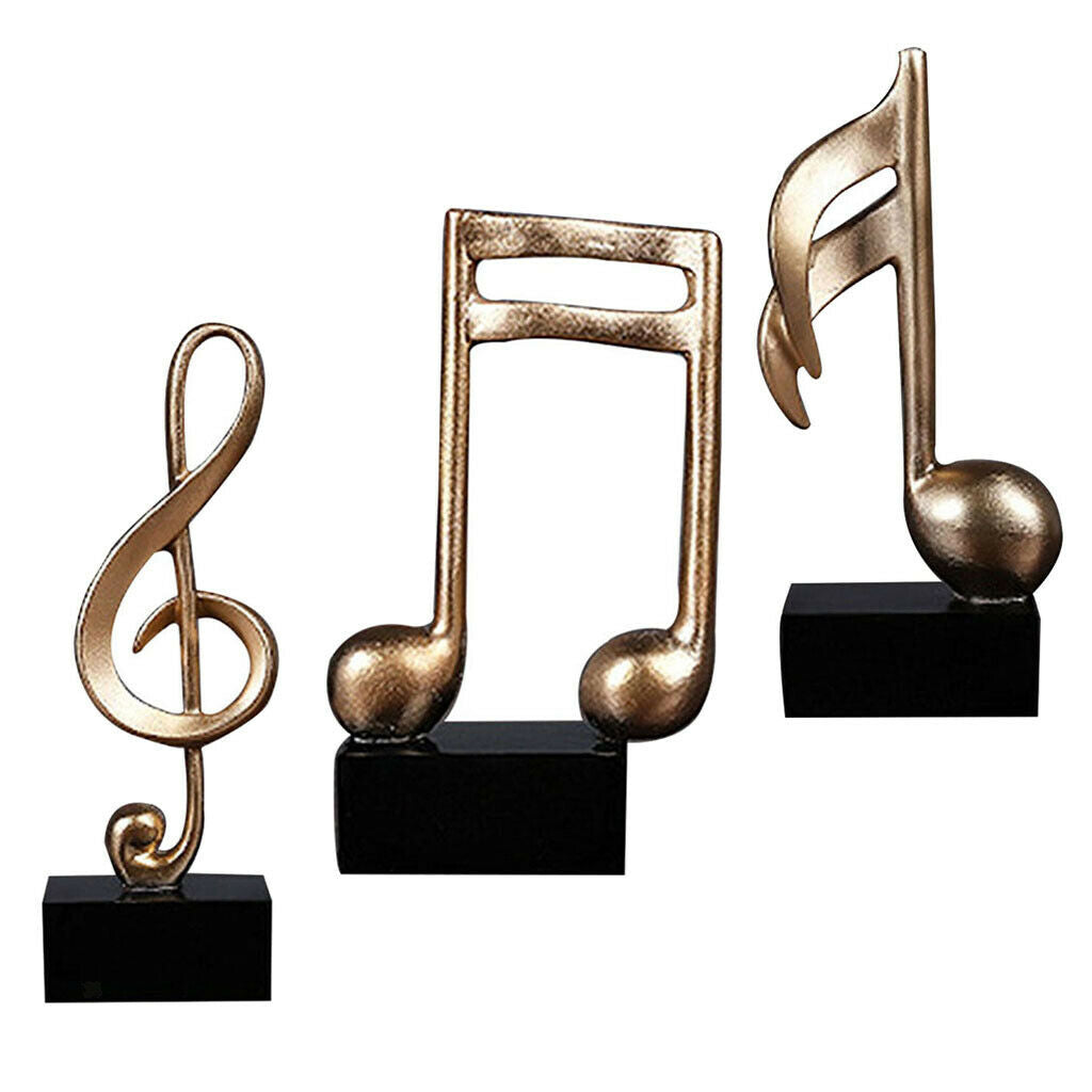 Golden Craft Musical Notes Sculpture Modern Abstract Statue Indoor Art Decor