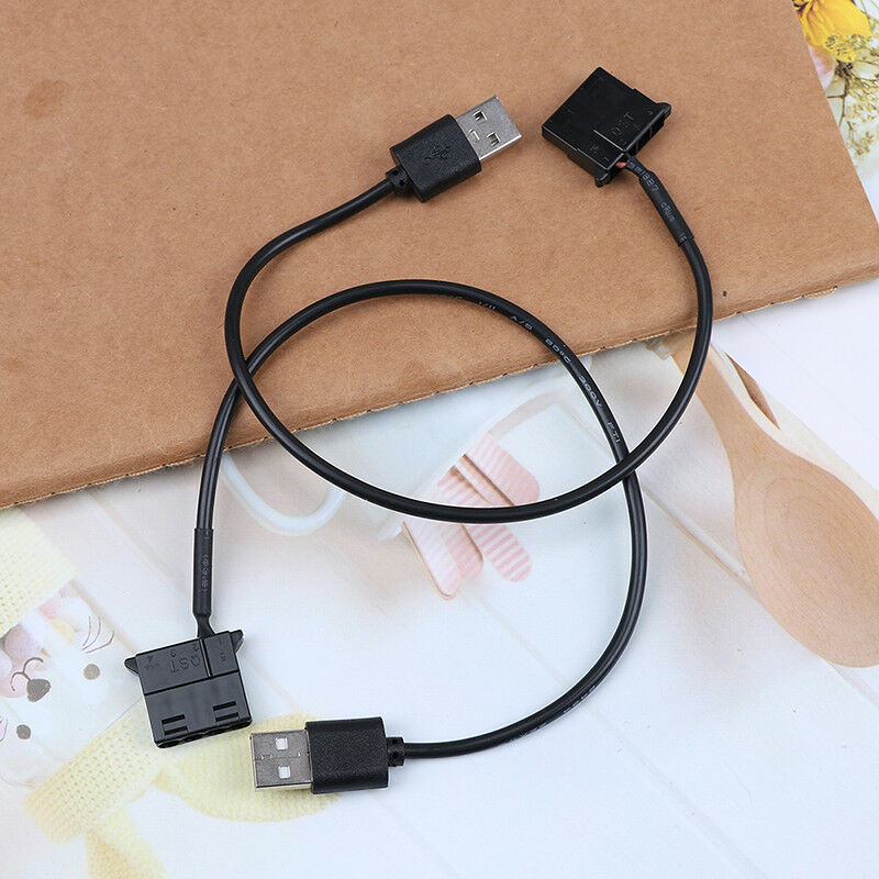 2x PC Fan 4 Pin 12V to 5V USB 2.0 Connection Cable Adapter D6O5 BDAUATDD