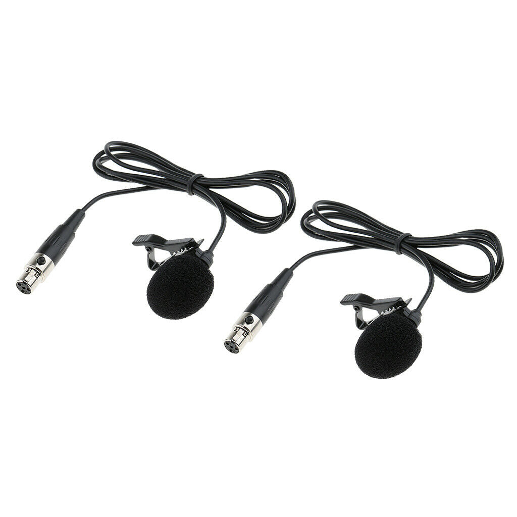 2 Pcs Mini Lavalier Microphone Mic w/ Clip for Vloggers 4-Pin Tie Clip On