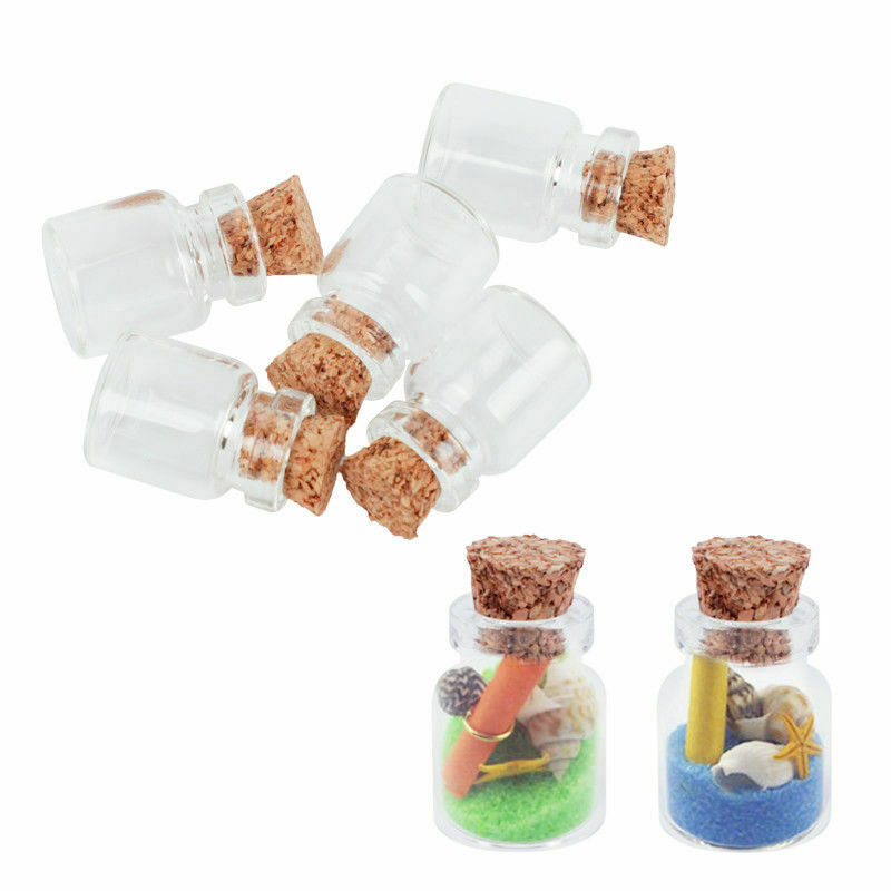 0.6ml Mini Tiny Empty Clear Glass Jars Bottles Vials with Cork Stoppers 50Pcs