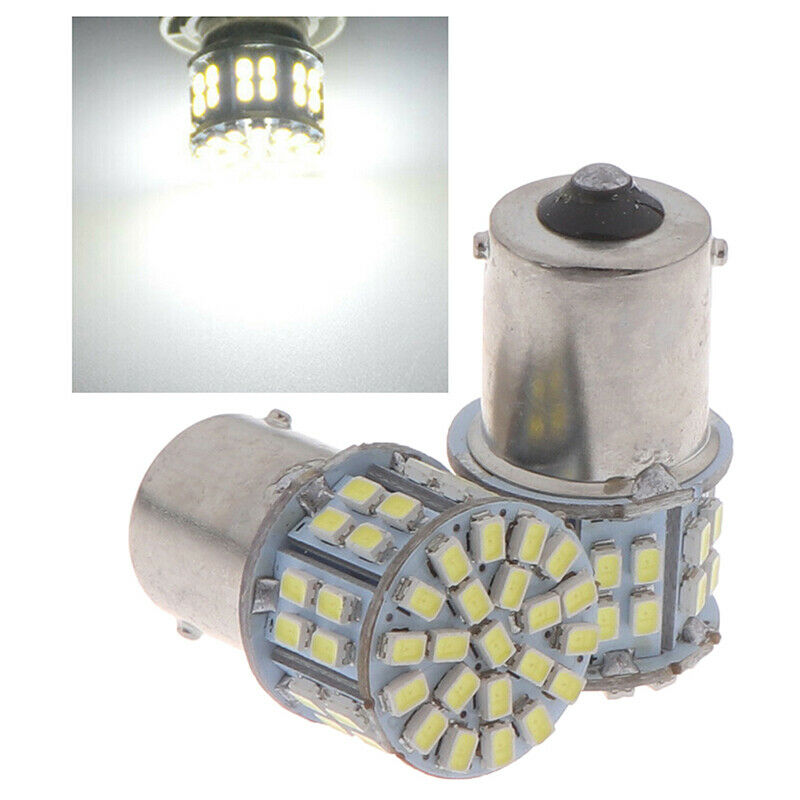 2x White Light 1156 50SMD 1206 LED Car Turn Signal Tail Stop Brake Backup LaADD