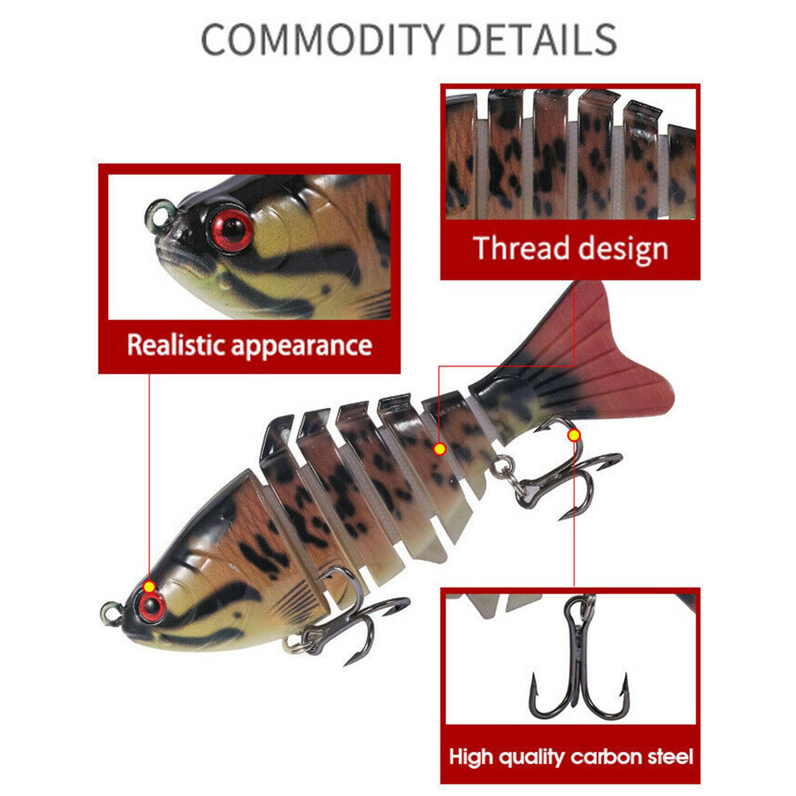 7 Segment Multi Jointed Fishing Lure Minnow Crank Baits Bass Life-like Swimbait