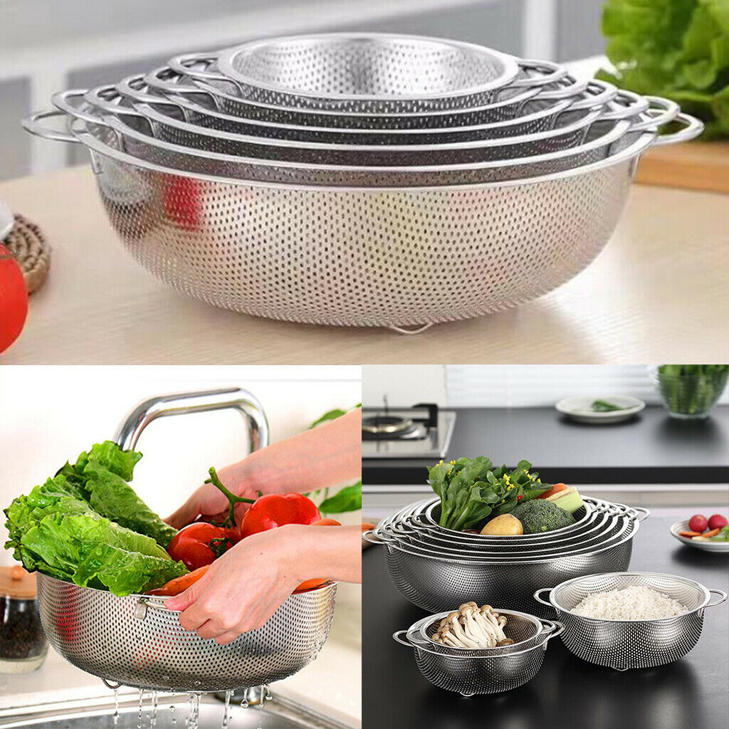 Stainless Wash Rice Colander Sieve Strainer Water Filter Drainer 16.5cm