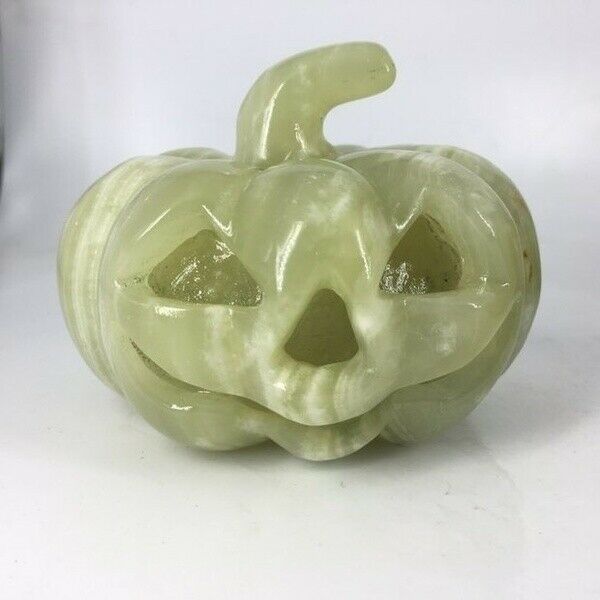 Halloween Pumpkin fluorite  Natural Quartz Crystal Carved Festival Home Prop