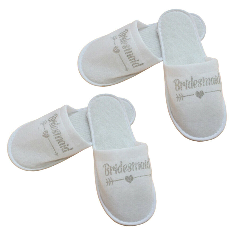 2 Pair Non-Slip Bridal Soft Bridesmaid Spa Closed Toe Home Guest Slippers
