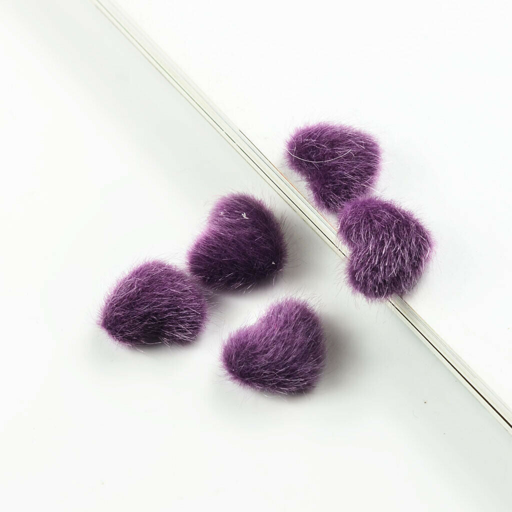 30pcs Mixed Color Plush Covered Heart Button Flatback for DIY Jewelry Making