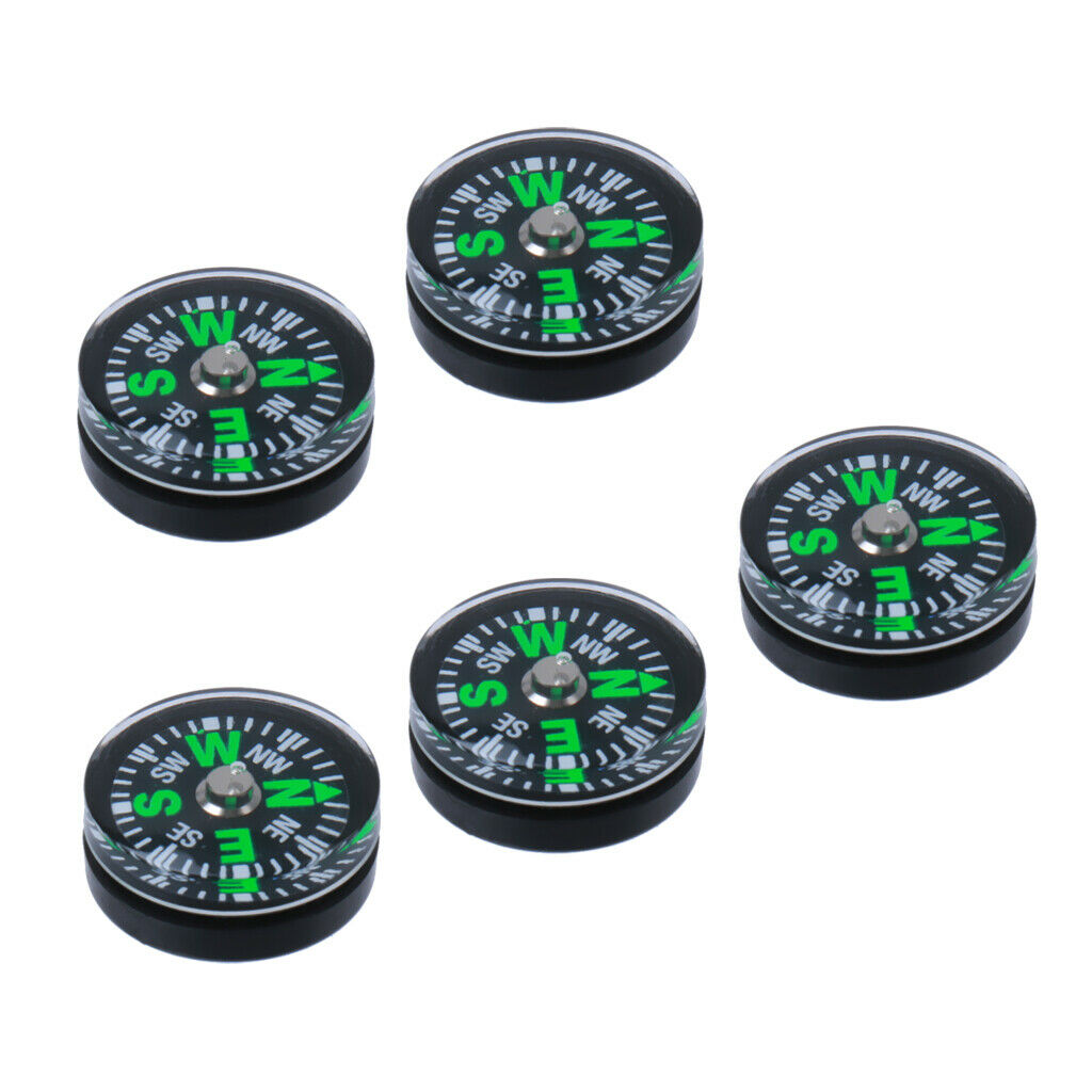 5pcs 15mm Pocket Survival Liquid Filled Button Compass Camping Hiking Gear