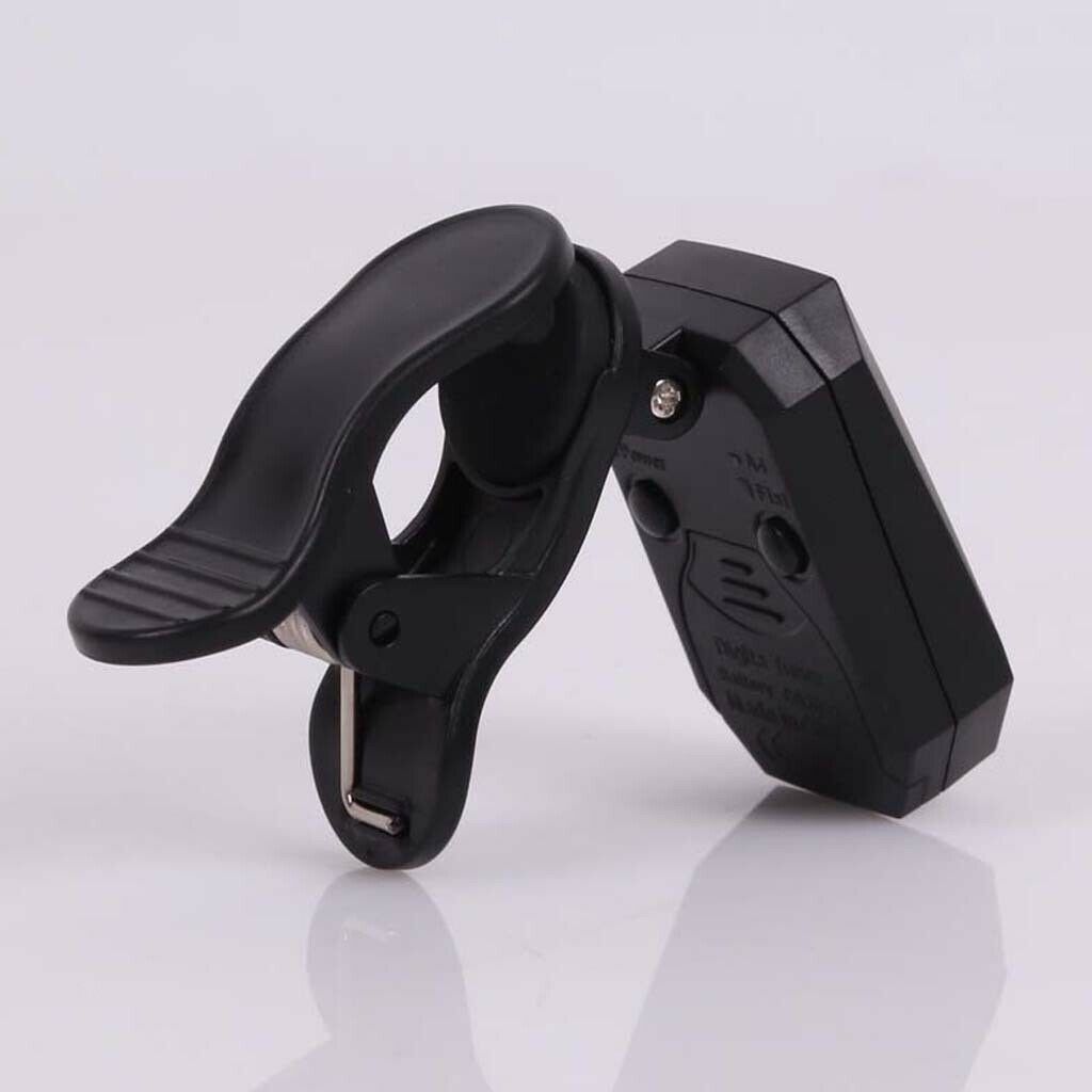 Clip On Tuner with LCD Display for Guitar Bass Ukulele Banjo Violin Black