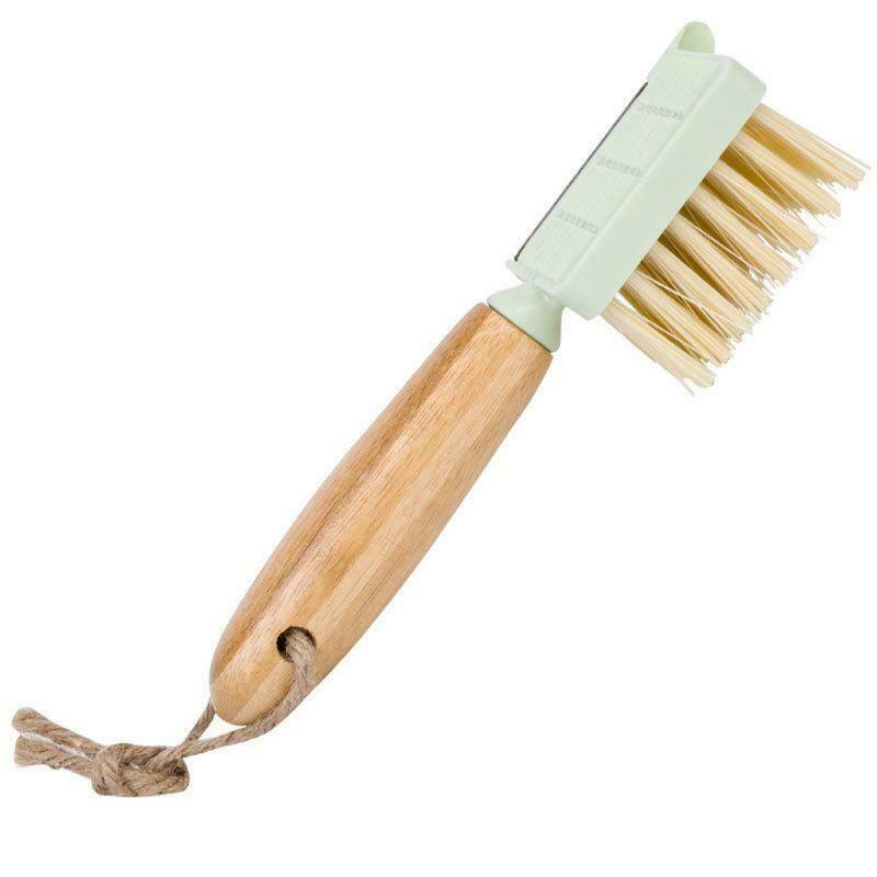 Multifunctional Fruit Vegetable Cleaning Brush Peeler Shredder Bamboo Wooden Han