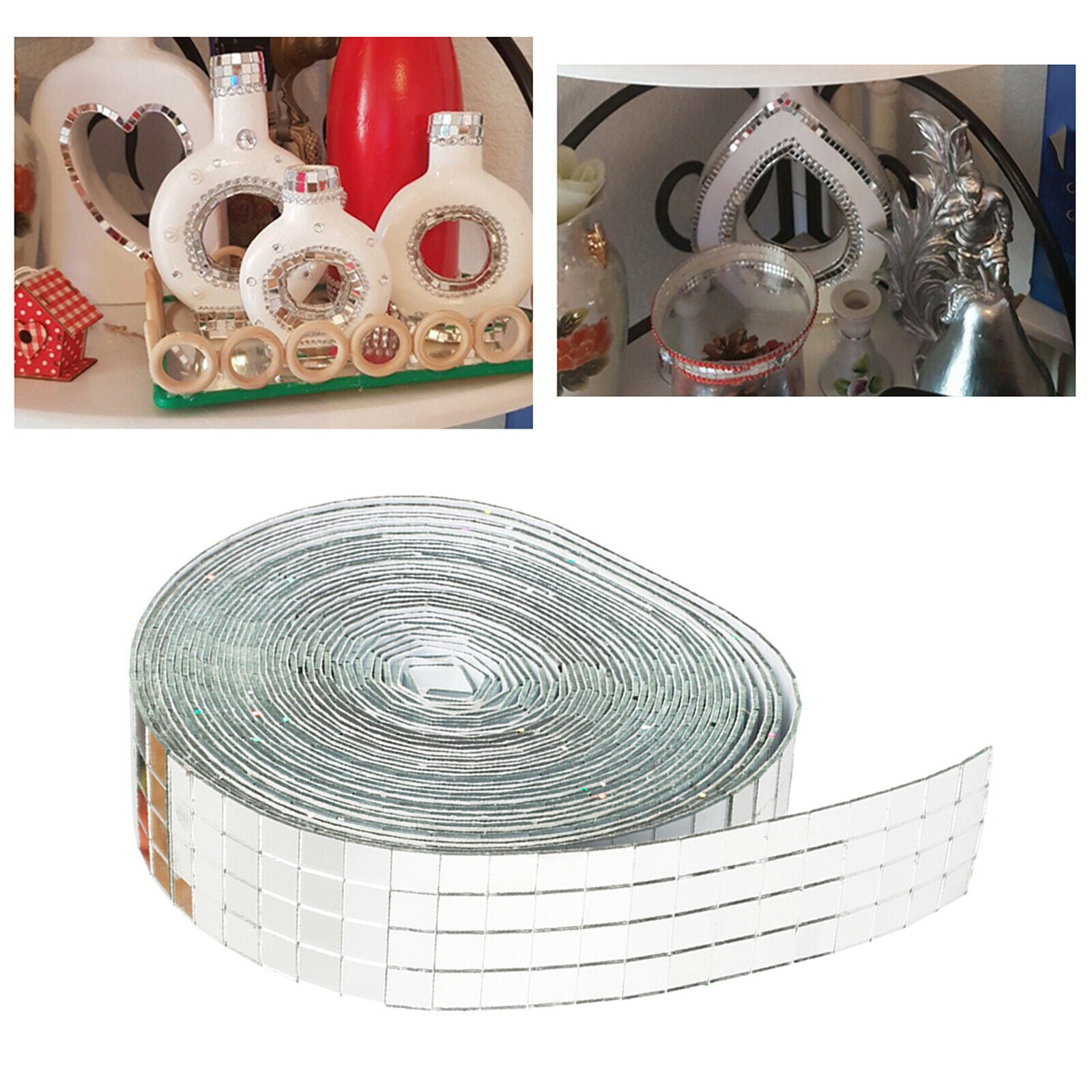 1 roll 1464pcs real glass mirror mosaic tile stickers for crafts