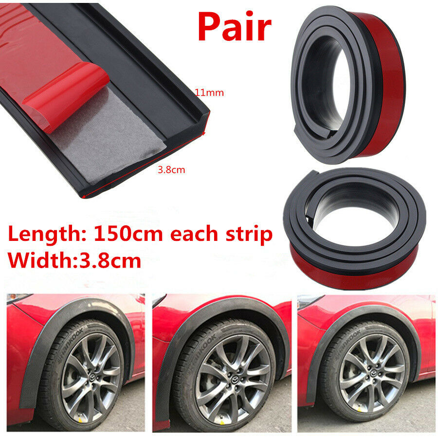 2Pcs 150cm Car Fender Flare Extension Wheel Eyebrow Moulding Trim Protector Lip