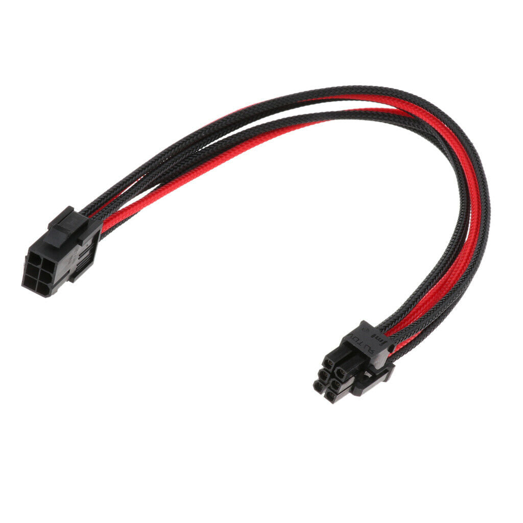 6 Pin PCIE GPU 30cm Sleeved Extension Cable Black+Red