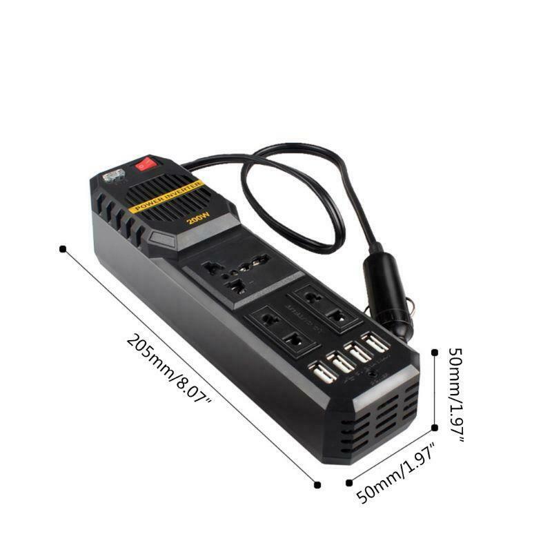 200W Car 4 Port USB 12V DC to AC 220V Vehicle Power Inverter Adapter Converter