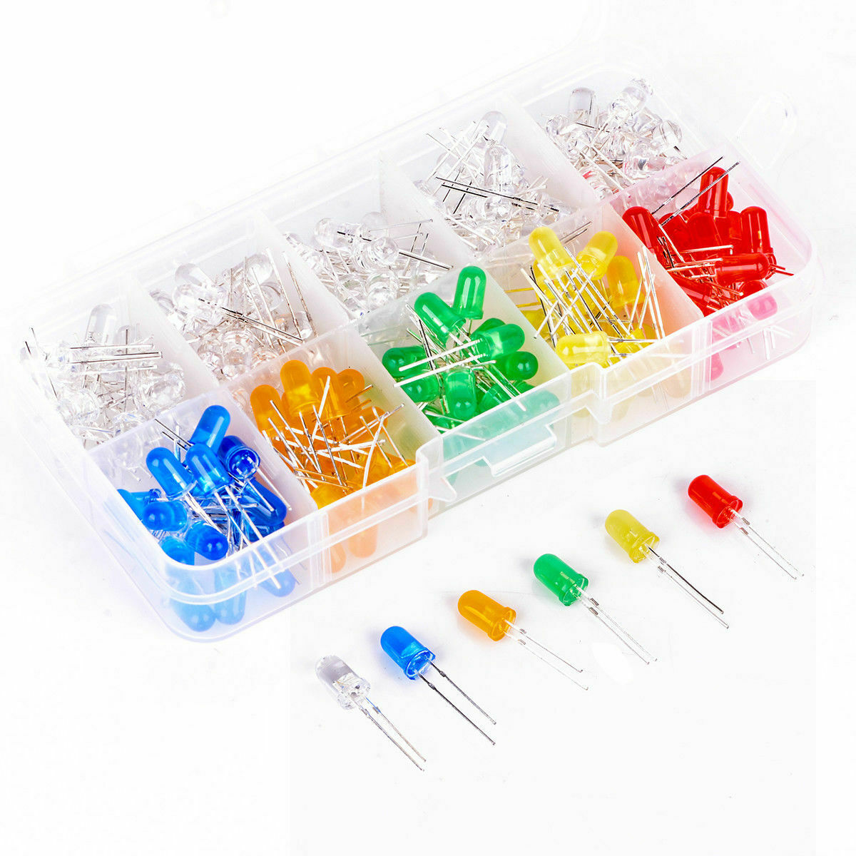 10 Value 200pcs Six colors 5mm Round Bright Light LED Diode Assortment Kit Set