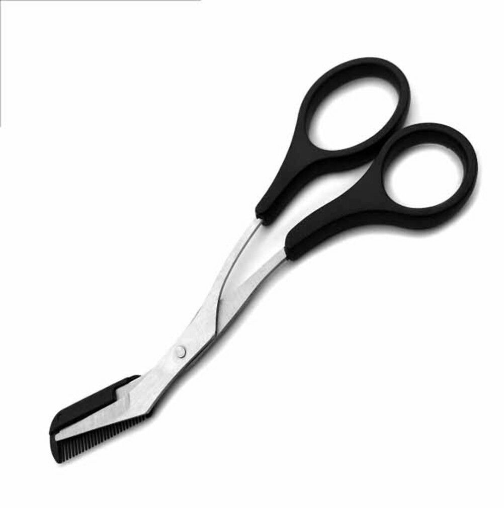 Women ladies eyebrow trimmer comb eyelash hair scissors cutter remover too.l8