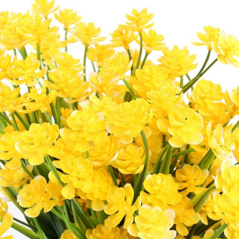 8Pcs Artificial Flowers Outdoor Uv Resistant Plants, 8 Branches Faux Plastic GE4