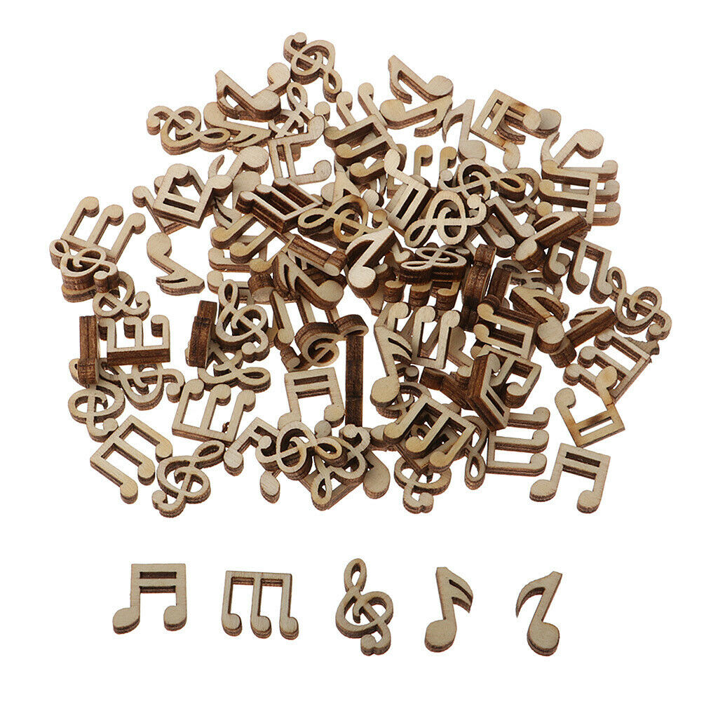 100 Pieces Cutouts Handmade Chips Embellishments Music Note for Decor New